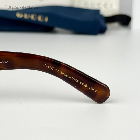 Gucci Women Sunglasses Dark Havana Brown Rectangle GG1403S 002 BRAND NEW